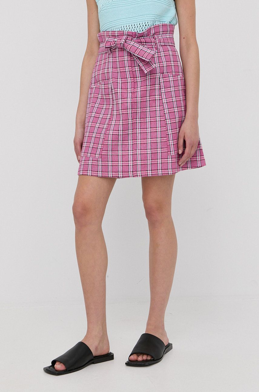 Lněná sukně MAX&Co. fialová barva, mini, áčková - fialová -  52 % Len