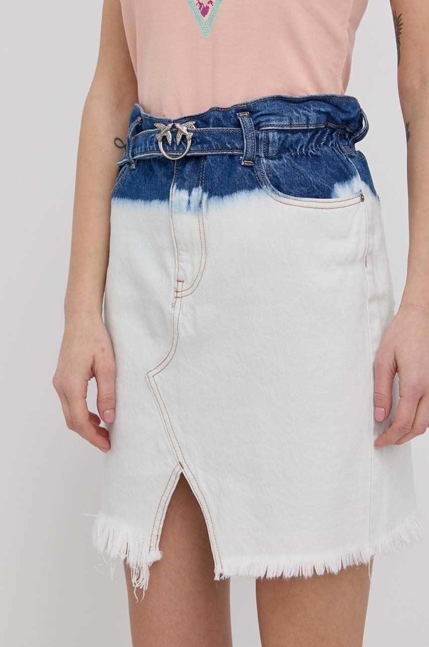 Pinko spódnica jeansowa kolor biały mini prosta