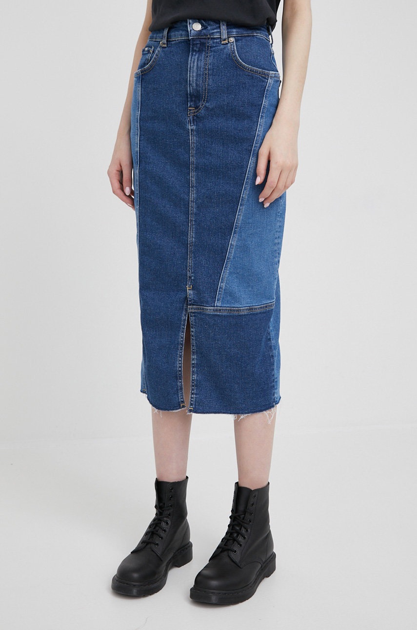 

Джинсовая юбка Pepe Jeans Piper Blues цвет синий midi карандаш