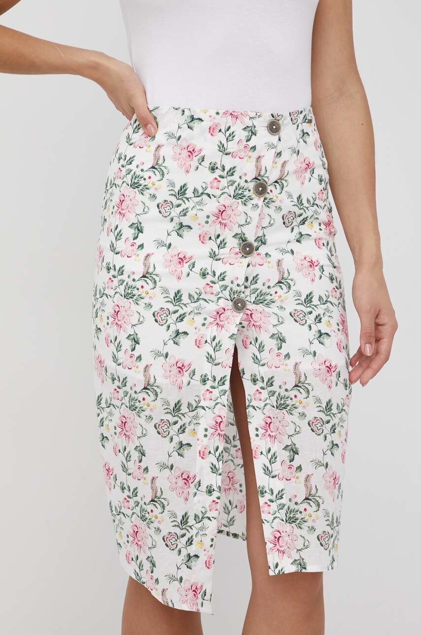 Pepe jeans fustă din amestec de in maral midi, drept