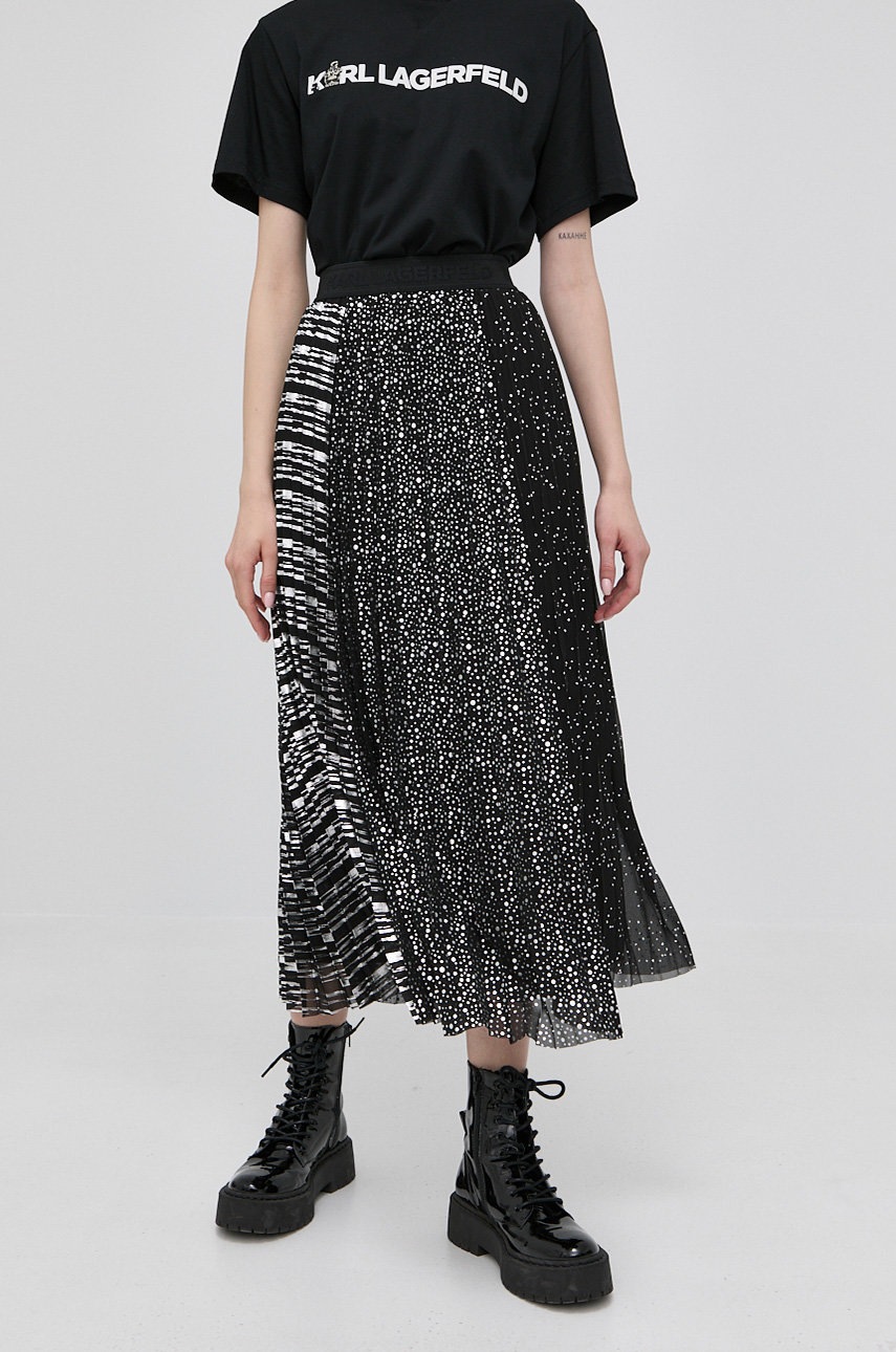 

Пола Karl Lagerfeld в сребристо среднодълъг модел разкроен модел, Сребърен