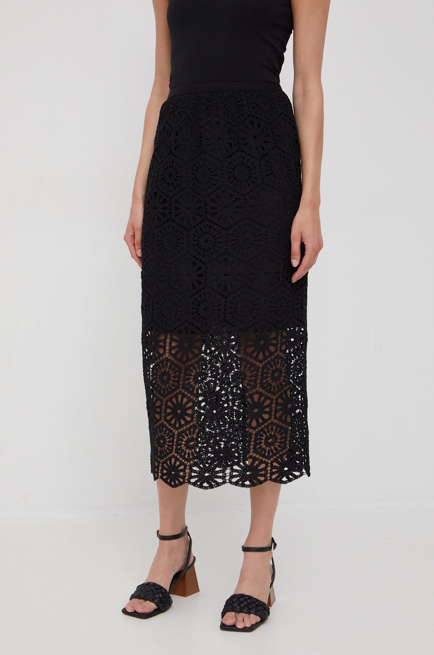 Sisley fusta culoarea negru, midi, drept