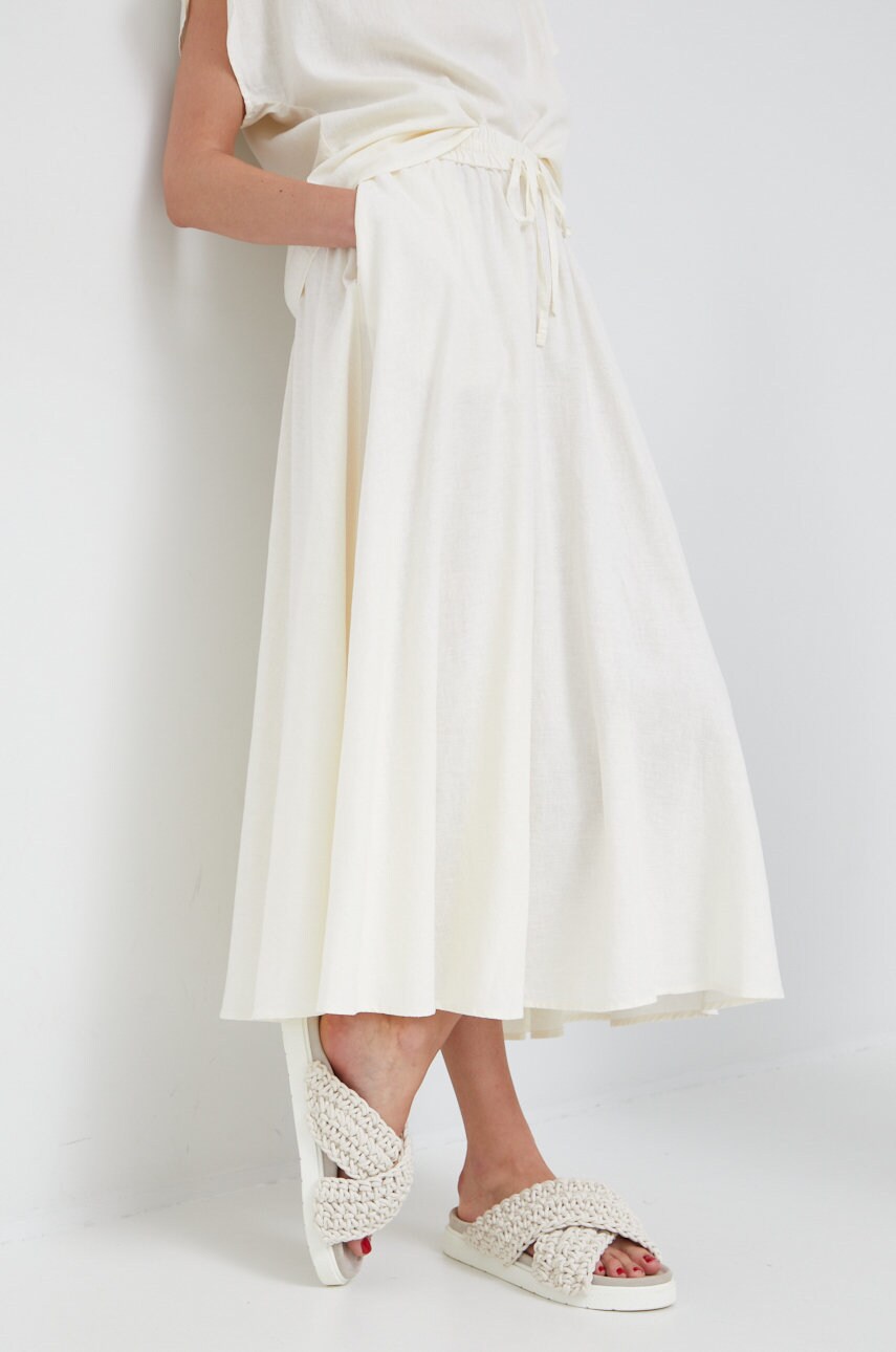 Sisley fusta din in culoarea bej, maxi, evazati