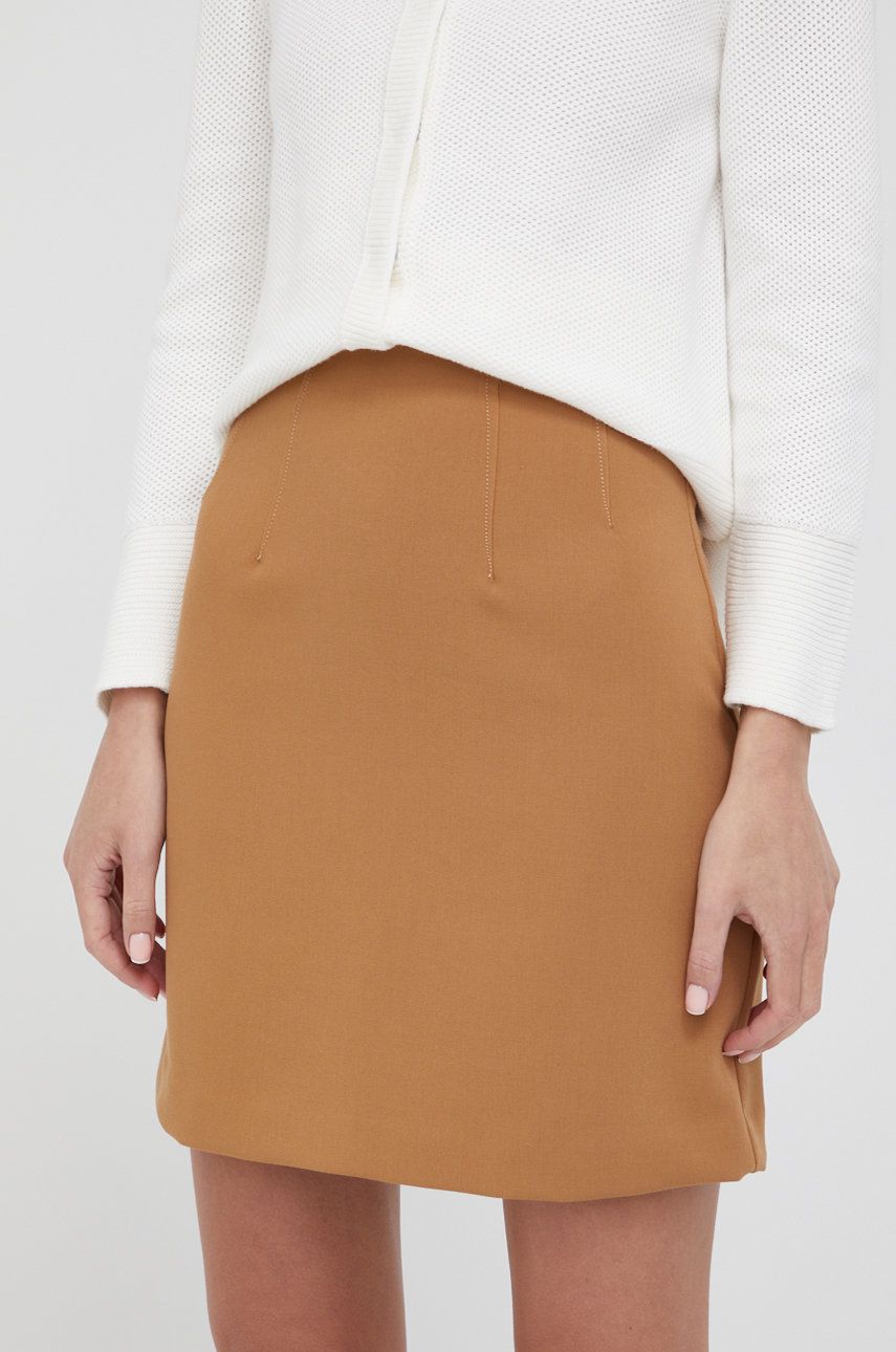 Sisley fusta culoarea maro, mini, drept 2023 ❤️ Pret Super answear imagine noua 2022