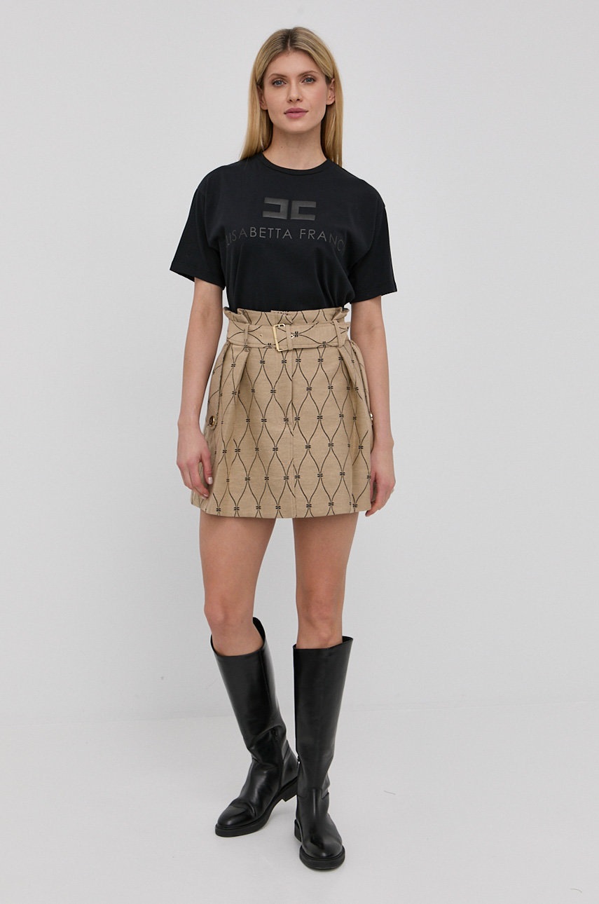 

Спідниця Elisabetta Franchi колір коричневий mini розкльошена