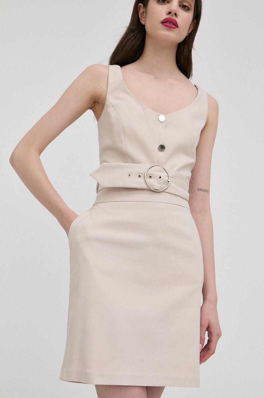 Sukně Morgan béžová barva, mini, jednoduchý - béžová -  Podšívka: 100% Polyester Hlavní ma