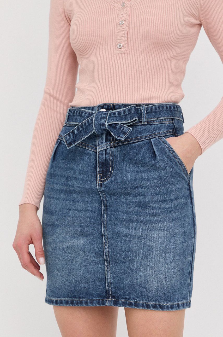 Morgan spódnica jeansowa kolor granatowy mini prosta