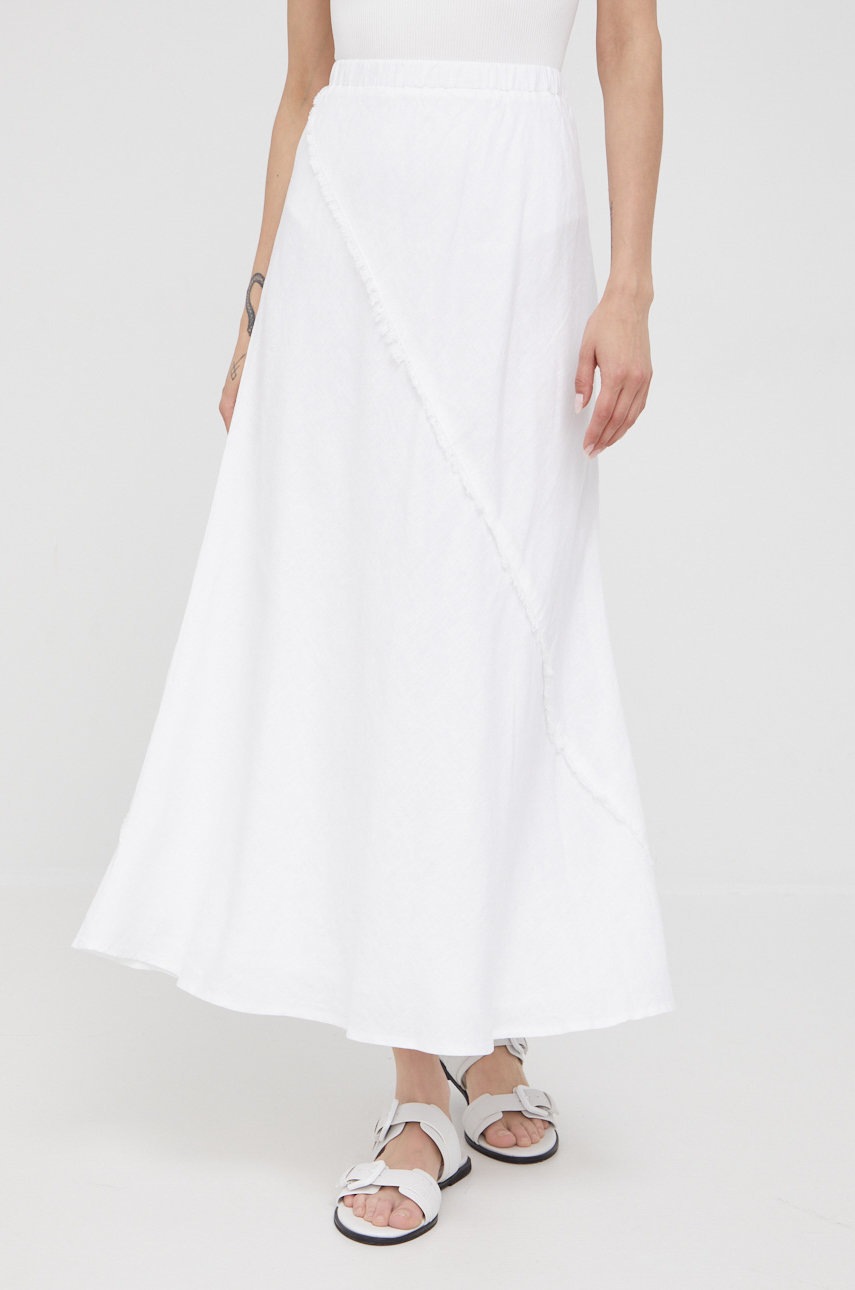 

Льняна спідниця Dkny колір білий maxi пряма