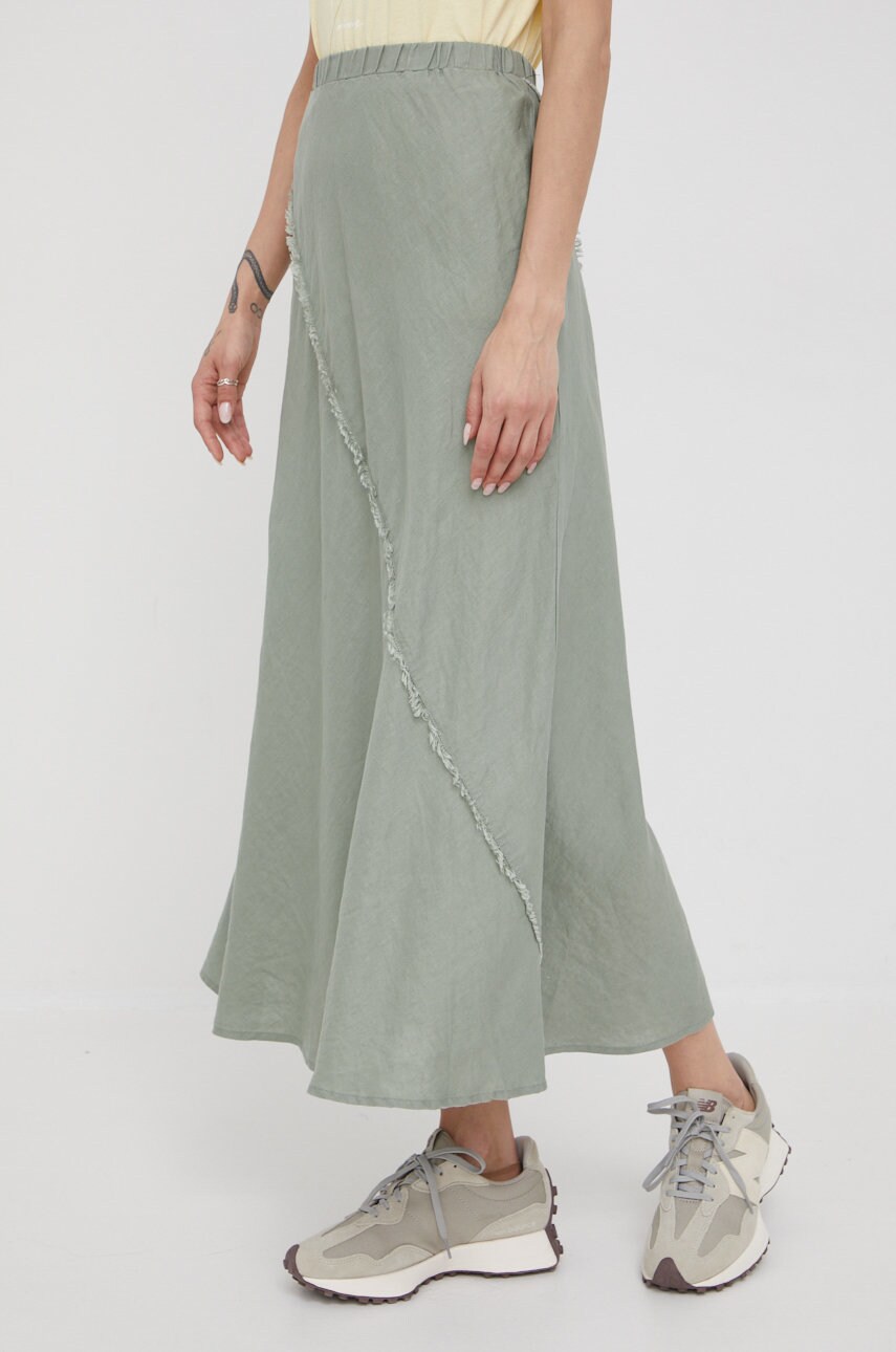 

Льняна спідниця Dkny колір зелений maxi пряма