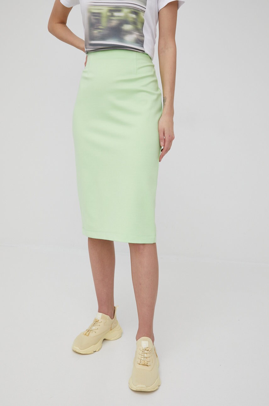 Dkny fusta culoarea verde, mini, drept