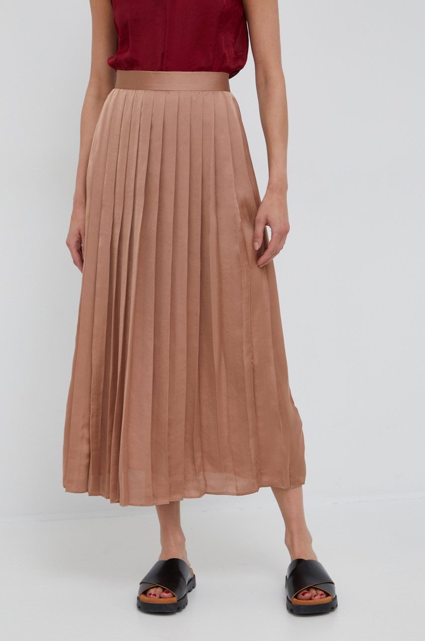 Dkny fusta culoarea bej, maxi, evazati
