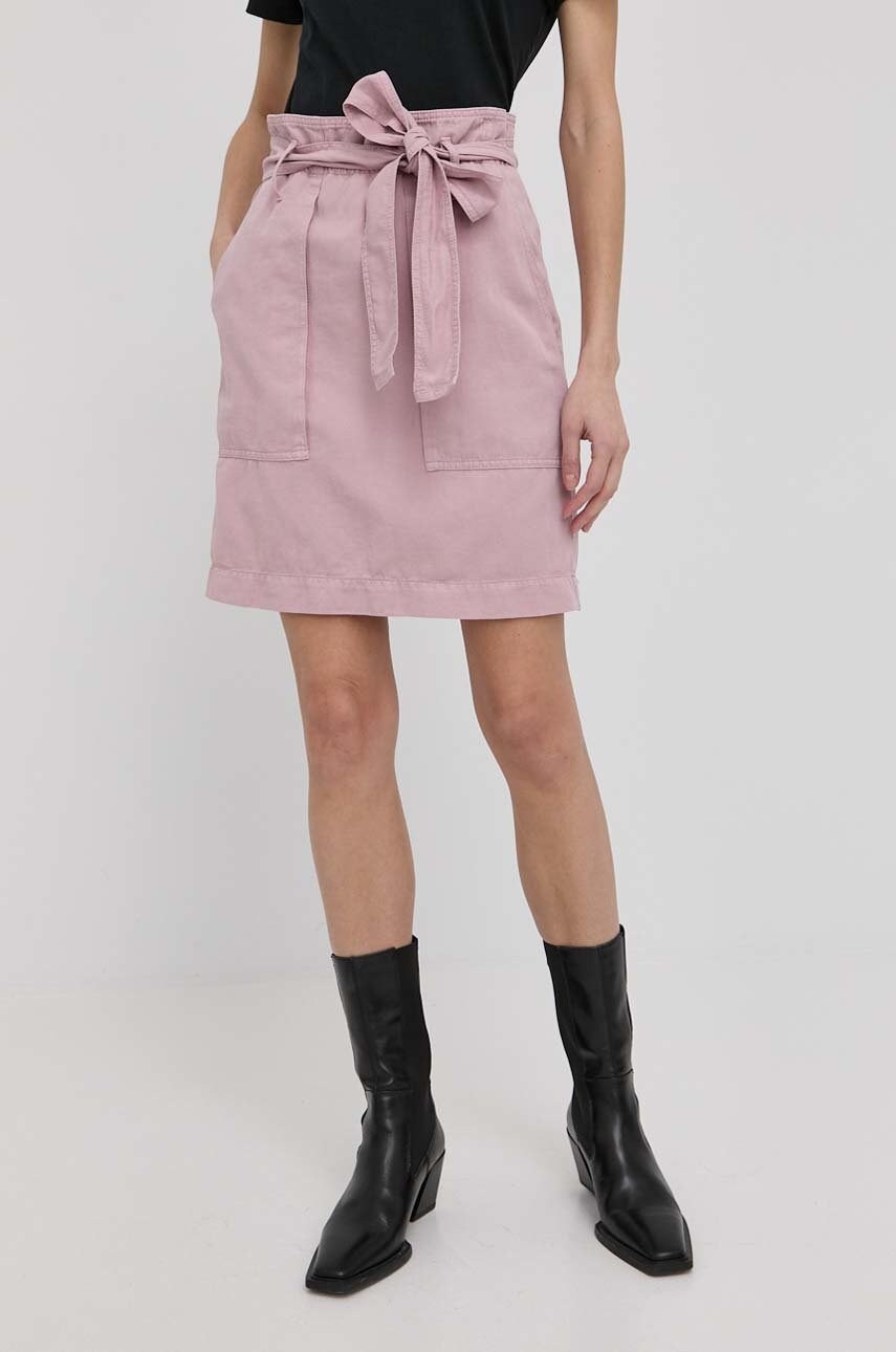 Hugo fusta culoarea roz, mini, drept