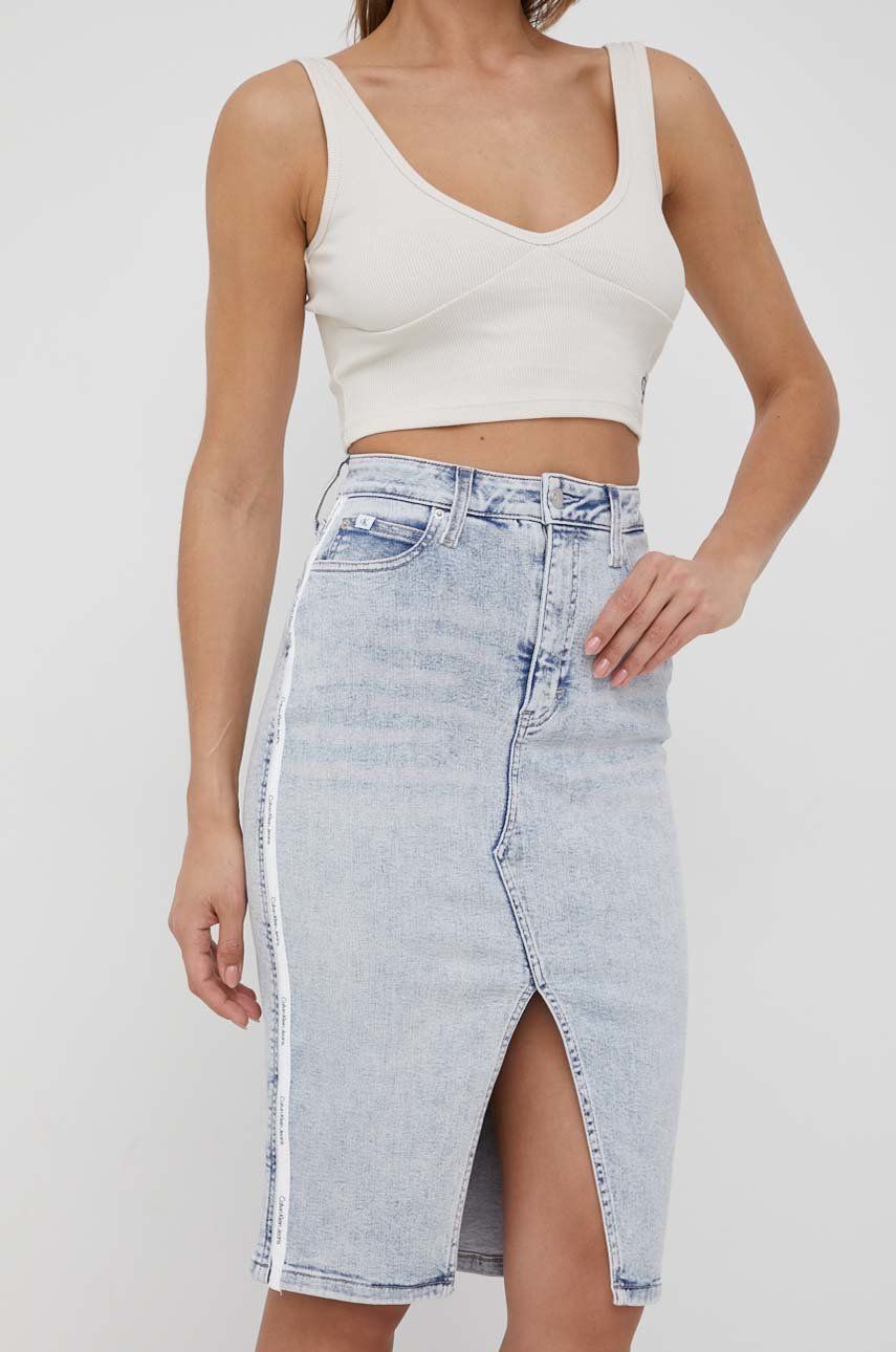 Calvin Klein Jeans spódnica jeansowa midi prosta