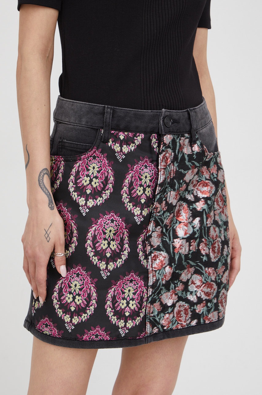 Desigual spódnica kolor czarny mini prosta