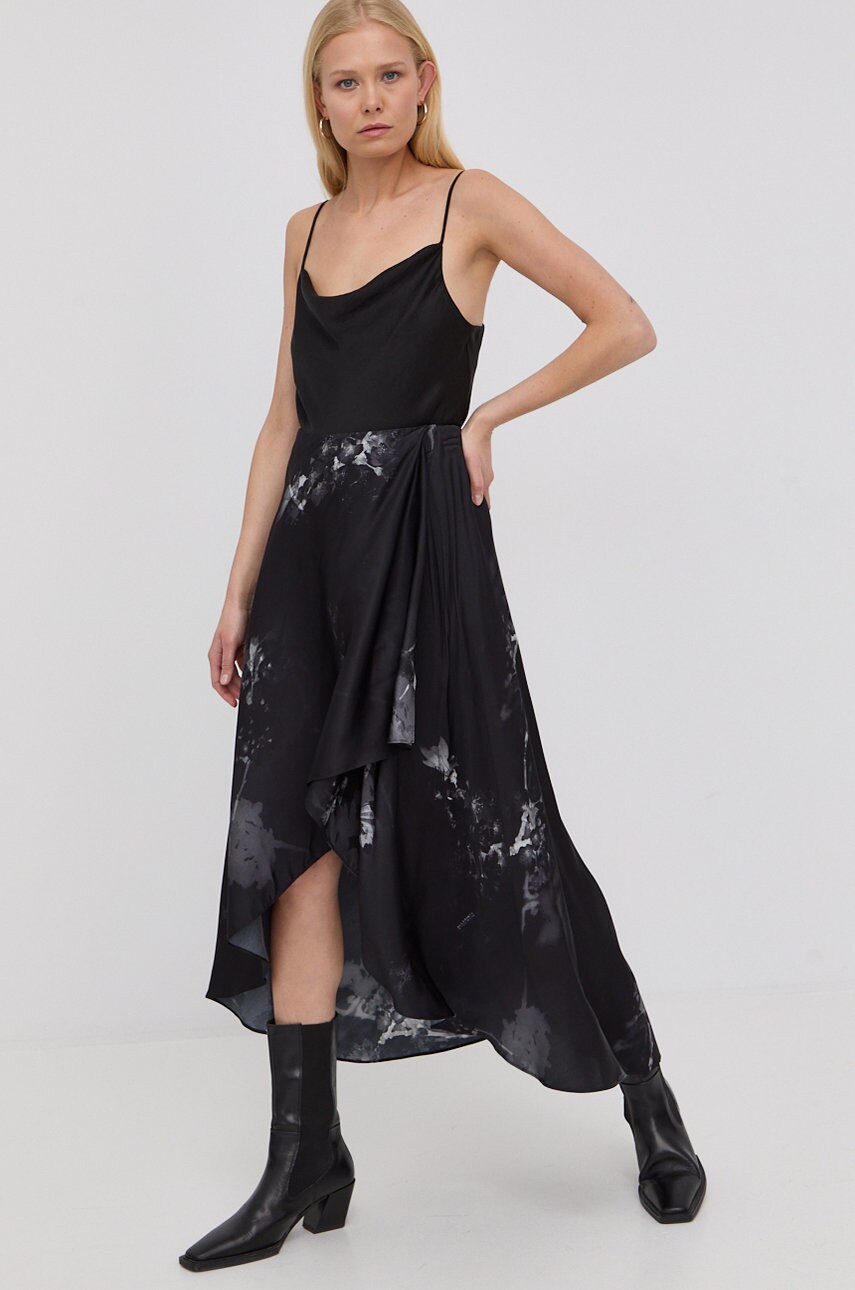 Allsaints fusta culoarea negru, maxi, evazati