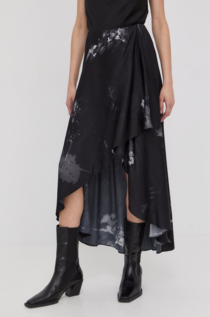 

Спідниця AllSaints колір чорний maxi розкльошена