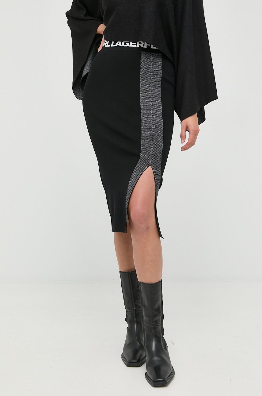 Karl lagerfeld fusta culoarea negru, midi, creion
