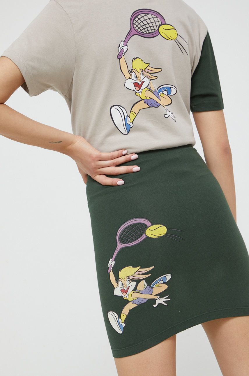 Ellesse spódnica x Looney Tunes kolor zielony mini ołówkowa