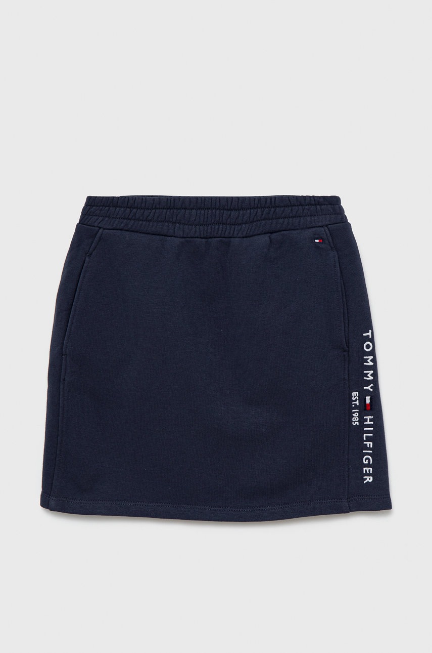

Детска пола Tommy Hilfiger в тъмносиньо къс модел със стандартна кройка, Тъмносин