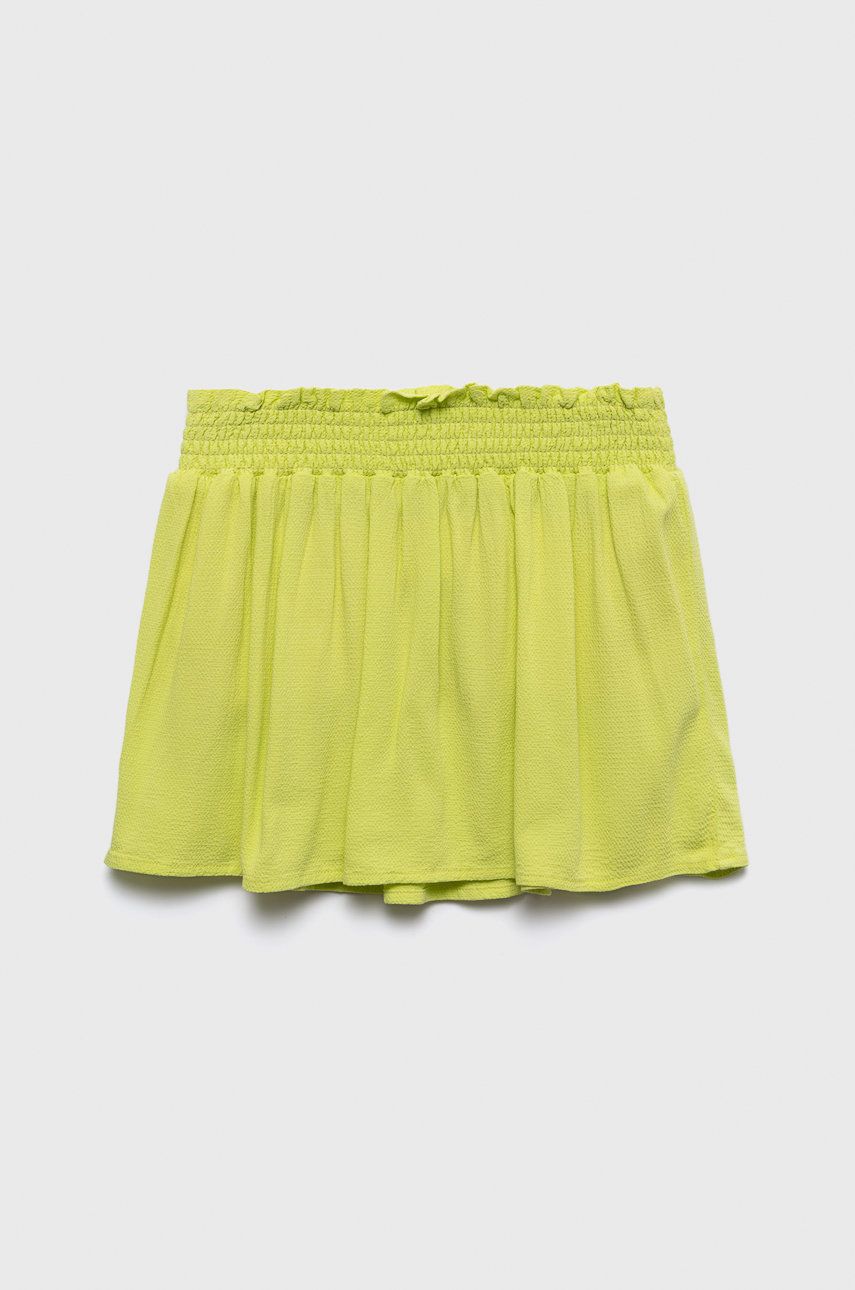 Levně Dětská sukně United Colors of Benetton žlutá barva, mini, áčková
