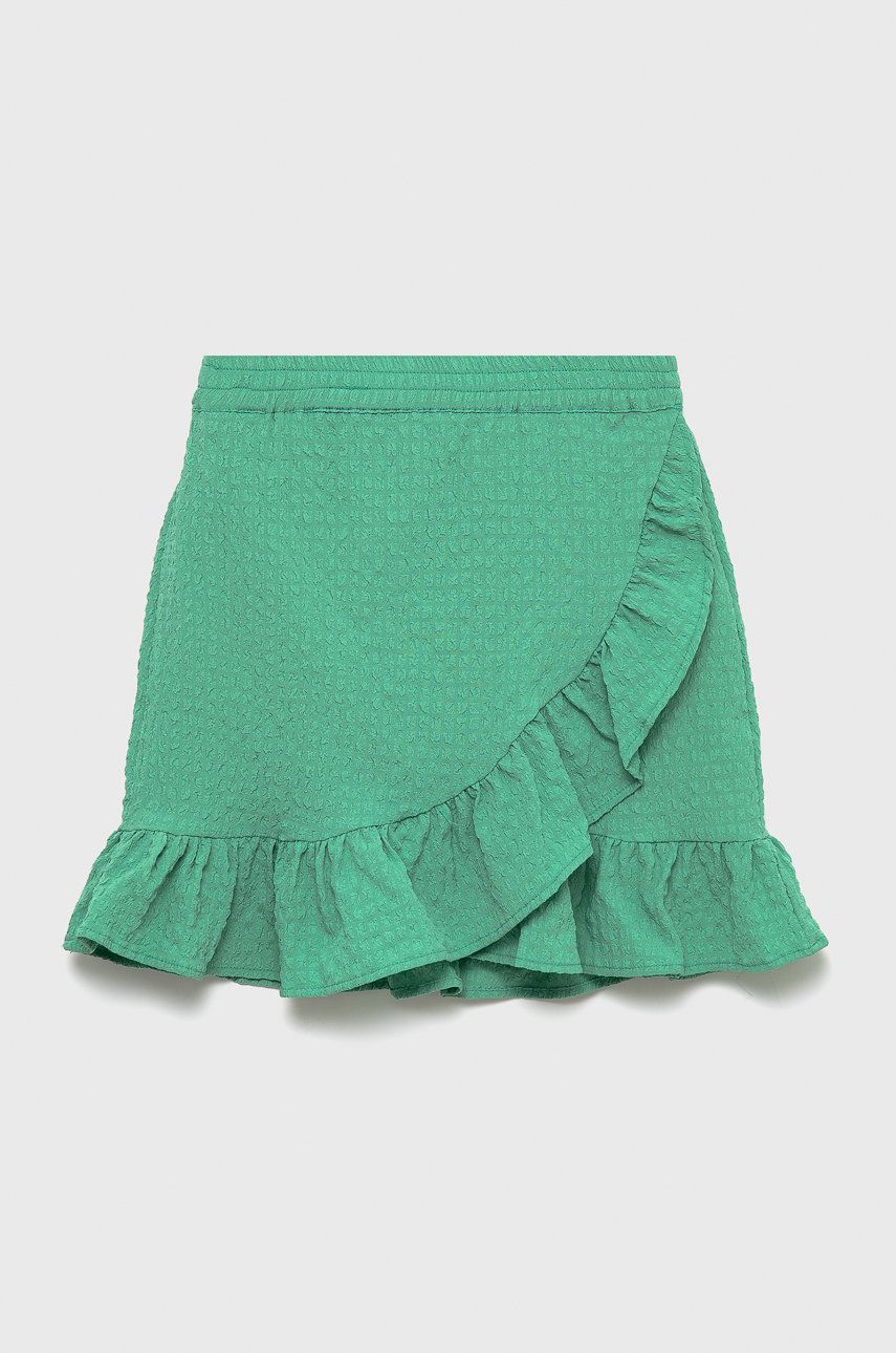 Dětská sukně Kids Only zelená barva, mini, áčková - zelená -  4% Elastan