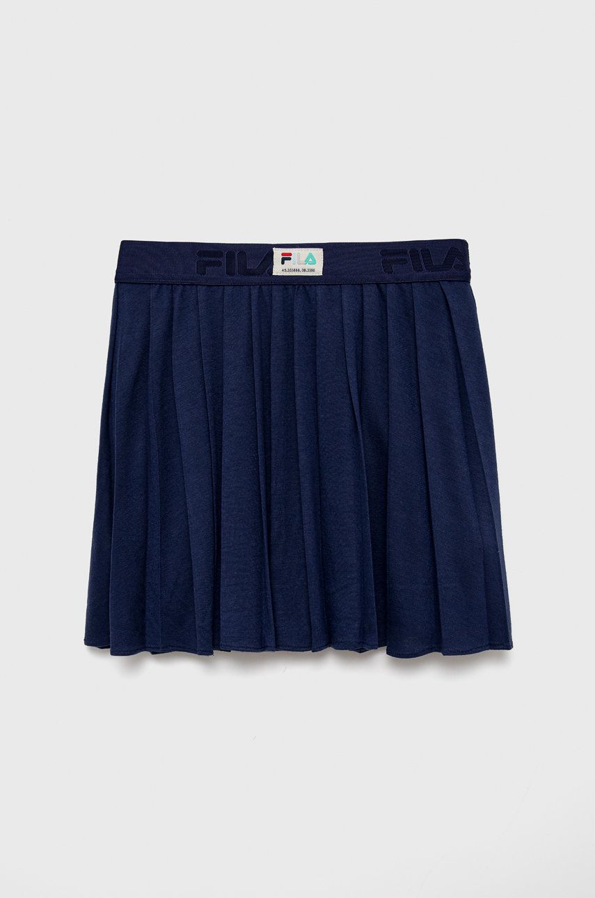 Dětská sukně Fila tmavomodrá barva, mini, áčková - námořnická modř -  100% Polyester