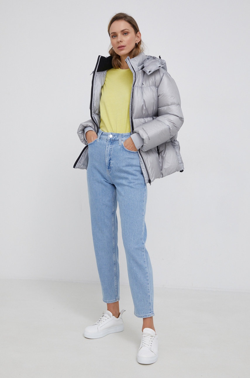 

Дънки Calvin Klein Mom Jean дамски с висока талия, Син