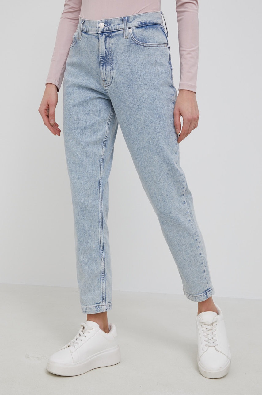 

Дънки Calvin Klein Jeans дамски с висока талия, Син