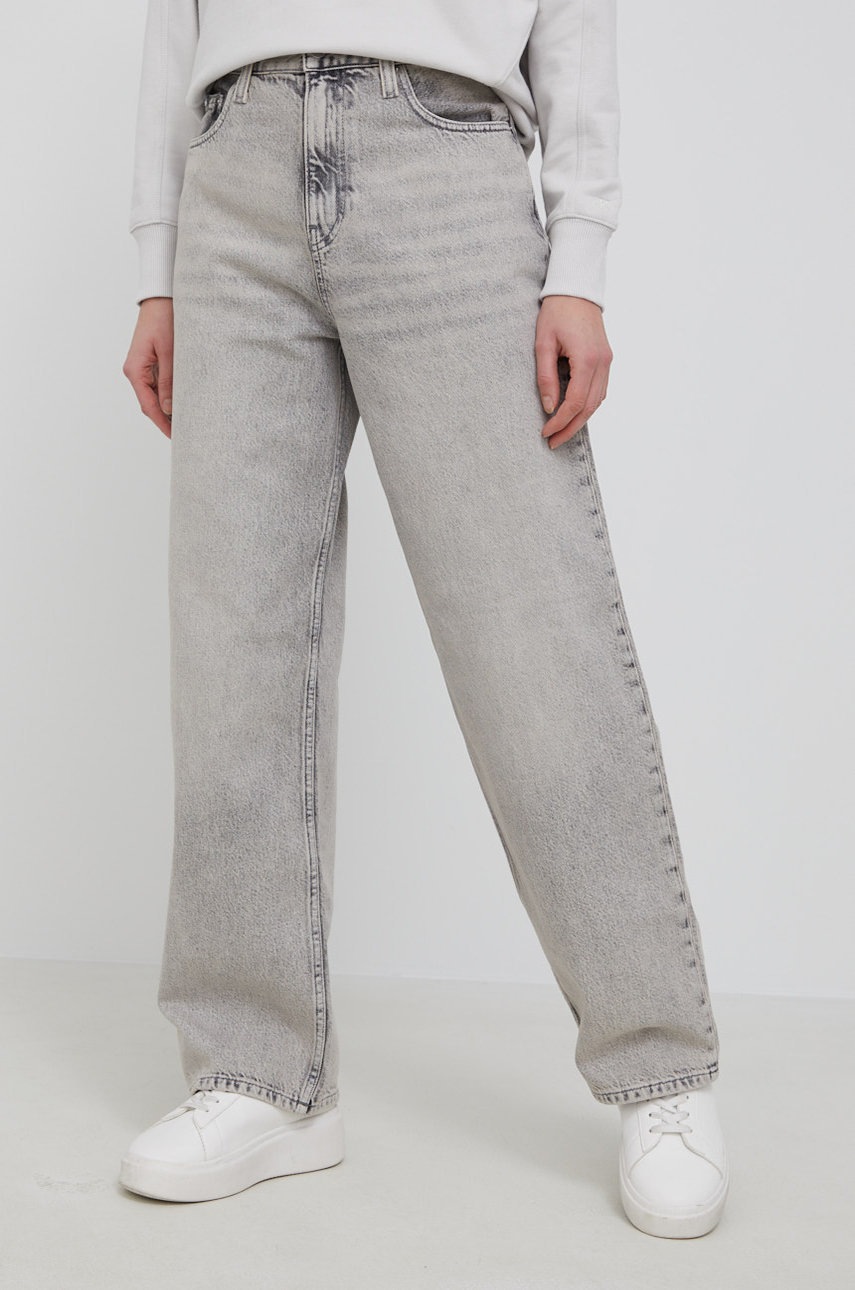 

Дънки Calvin Klein Jeans дамски с висока талия, Бежов