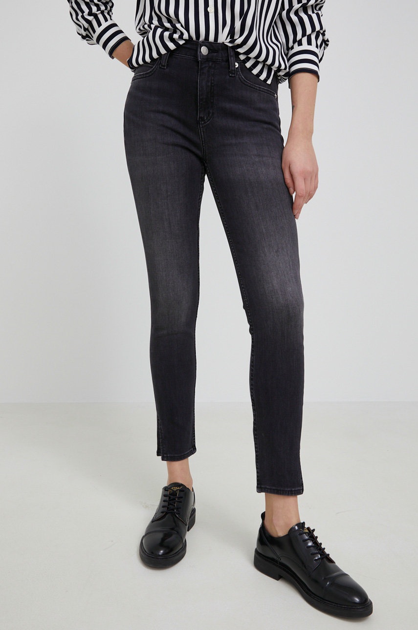 

Дънки Calvin Klein Jeans дамски със стандартна талия, Сив