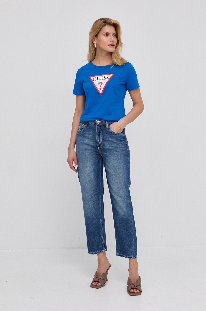 

Хлопковые джинсы Guess женские цвет высокая посадка