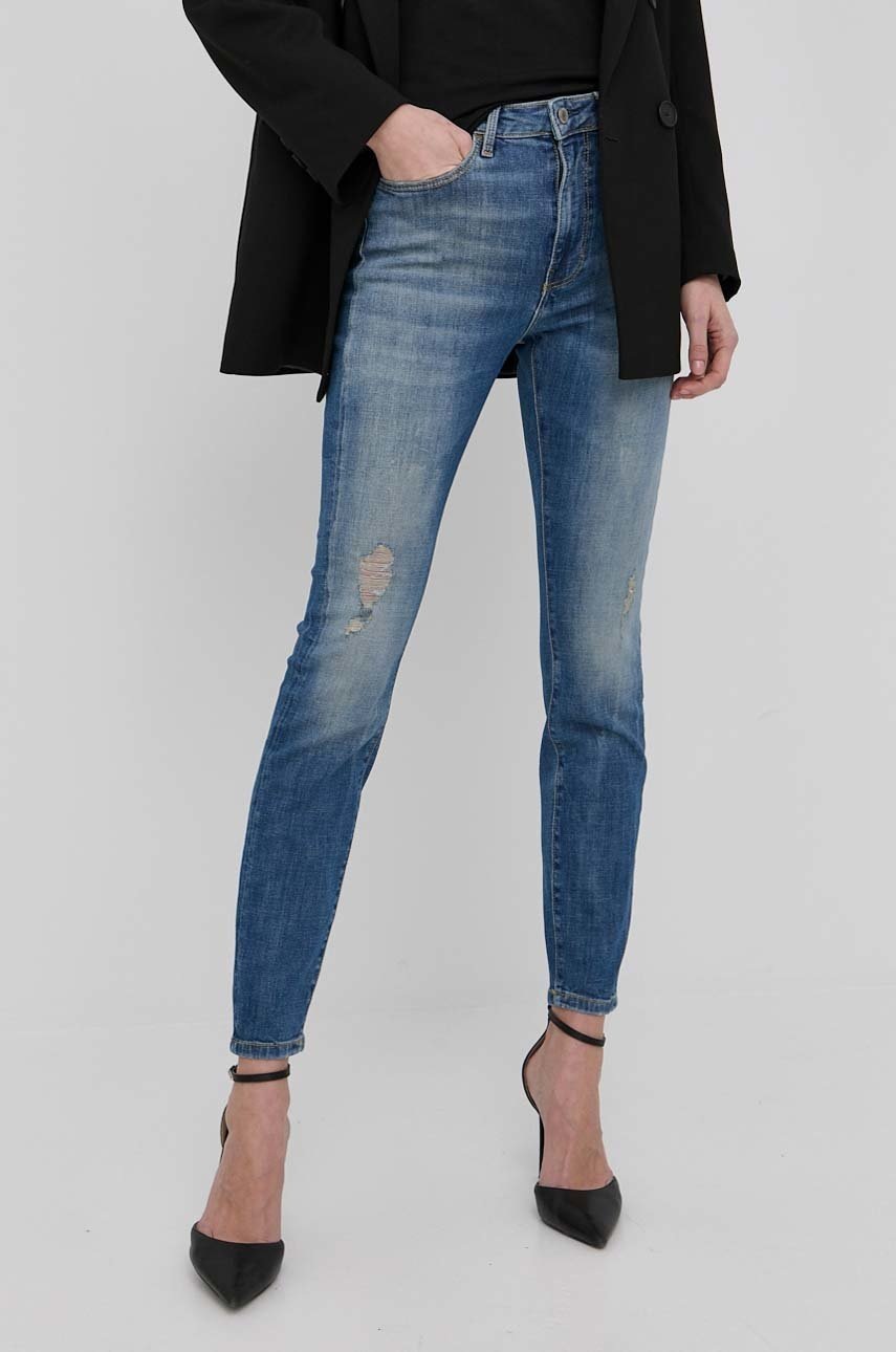 

Дънки Guess дамско в с висока талия, Син