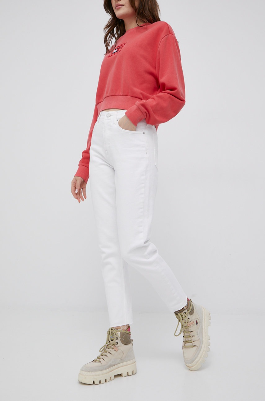 

Дънки Tommy Jeans Izzie Bf6191 дамски с висока талия, Бял