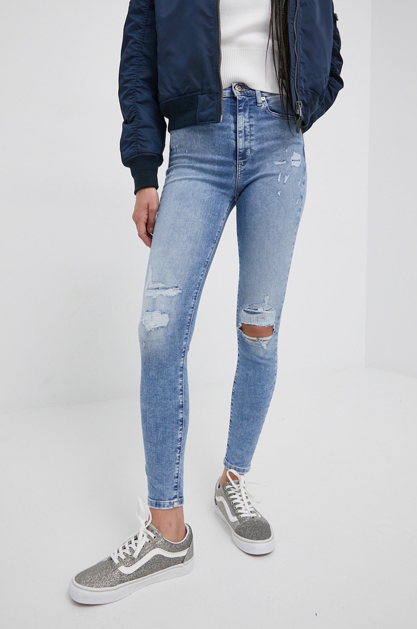 

Дънки Tommy Jeans Sylvia дамски с висока талия, Син