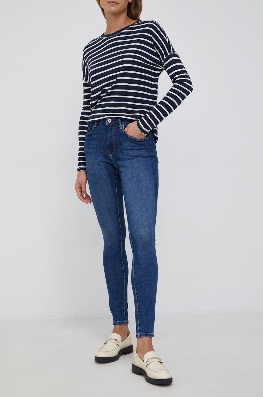 Pepe Jeans Jeans Regent femei, high waist imagine reduceri black friday 2021 answear.ro