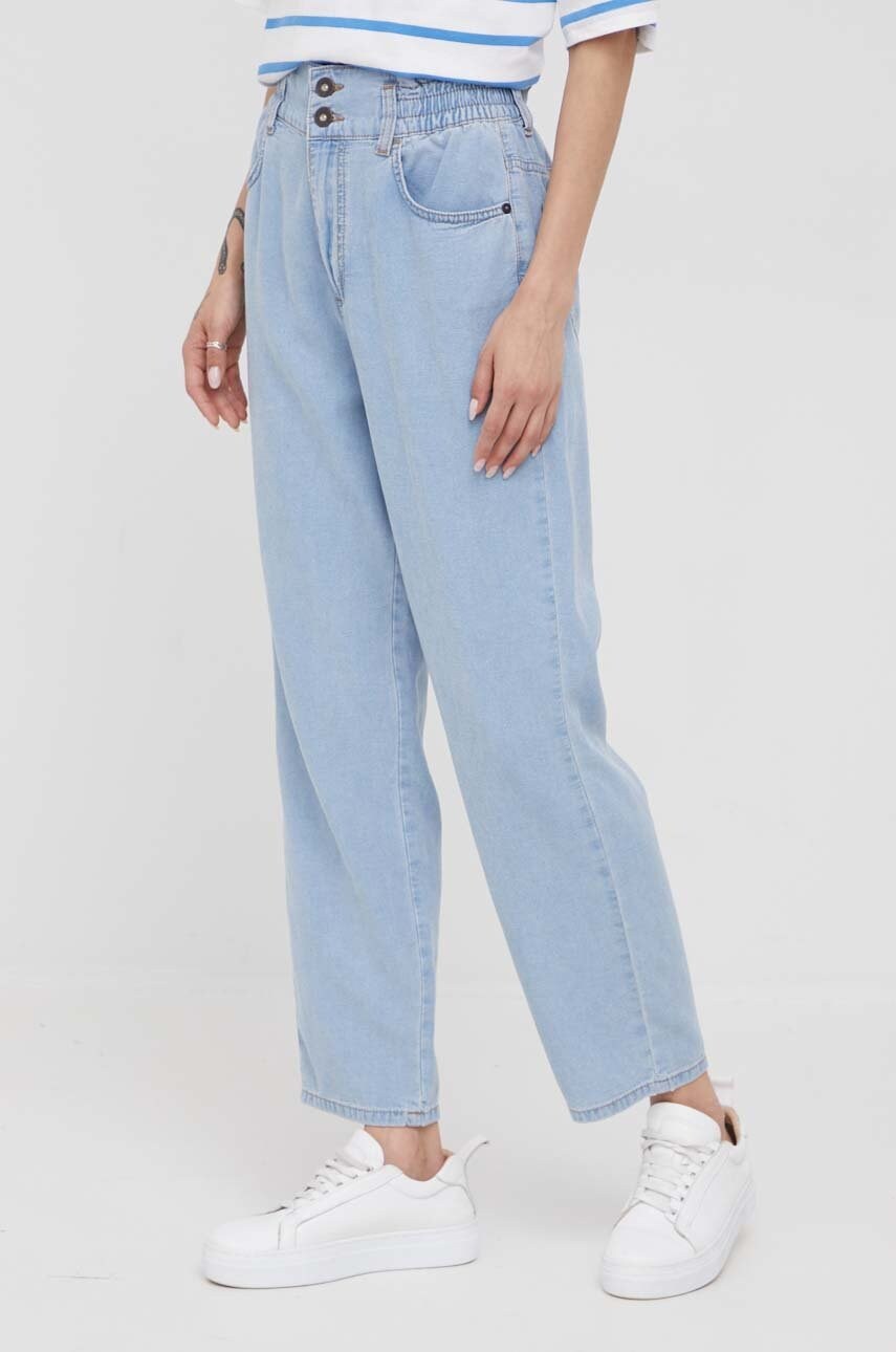 Sisley pantaloni din in femei , high waist
