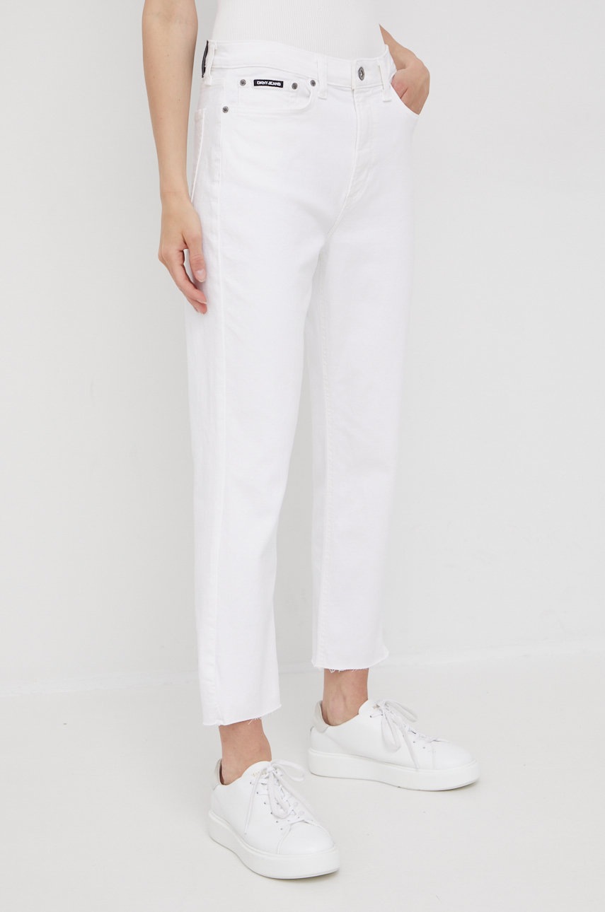 

Дънки Dkny с висока талия, Бял