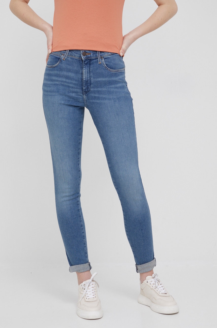 E-shop Džíny Wrangler High Rise Skinny Day Trip dámské, high waist