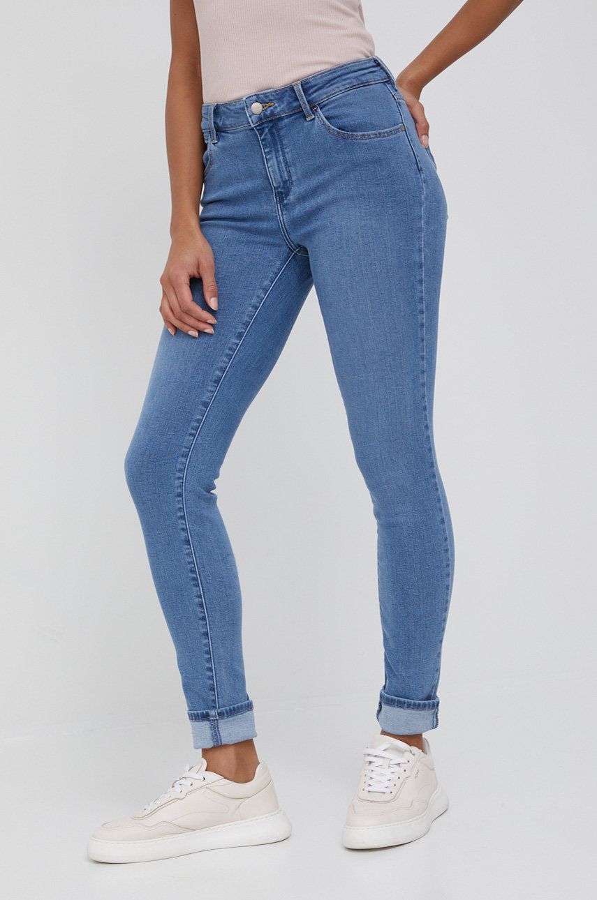 Wrangler jeansi Skinny Soft Marble femei, medium waist imagine reduceri black friday 2021 answear.ro