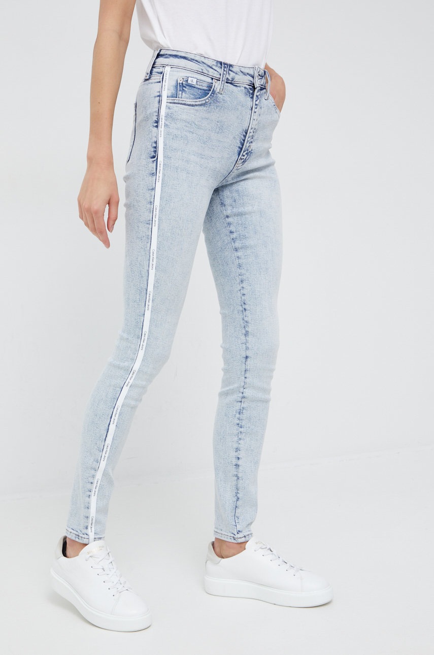 

Дънки Calvin Klein Jeans в с висока талия, Син