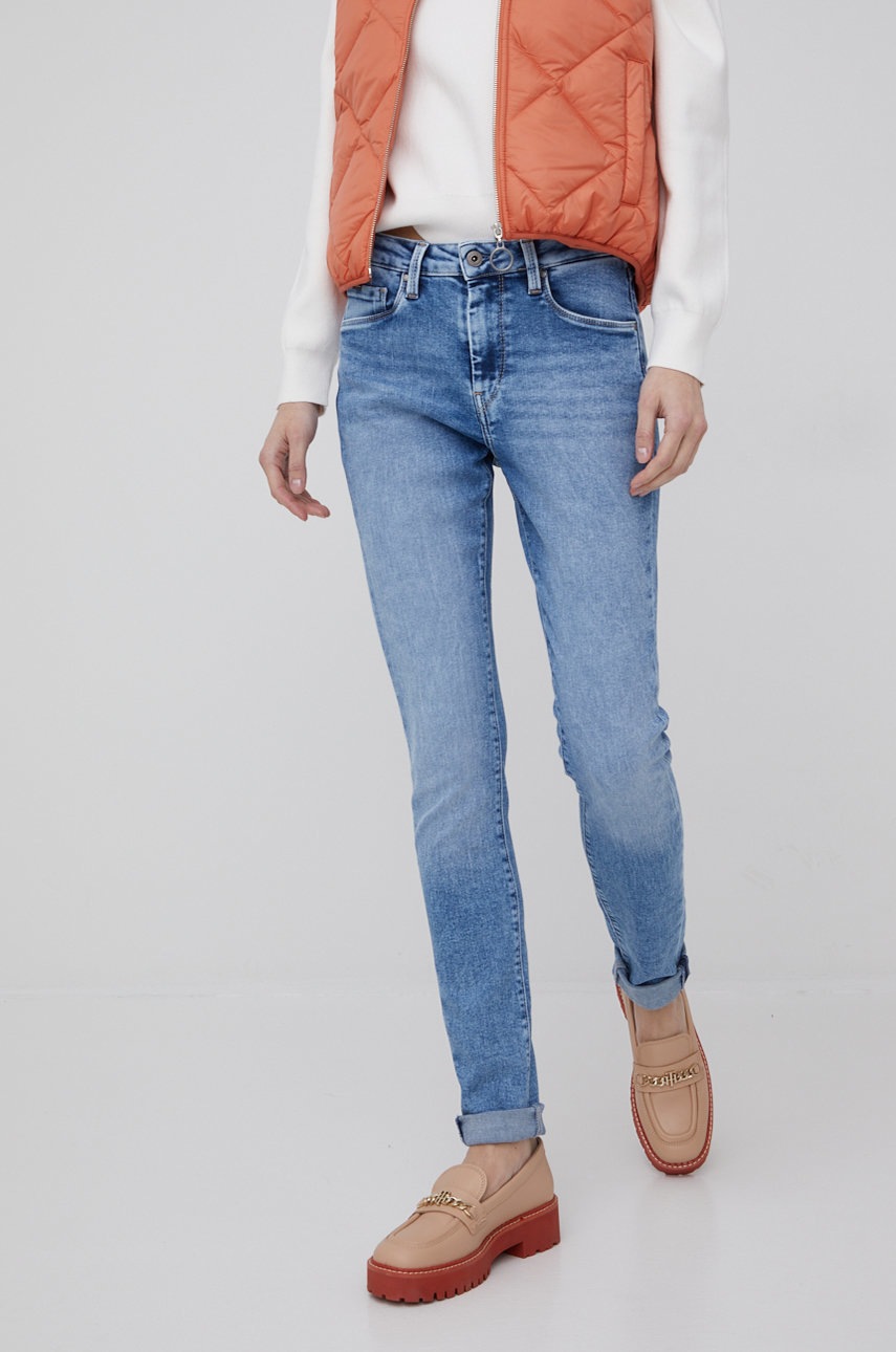 

Дънки Pepe Jeans дамски с висока талия, Син