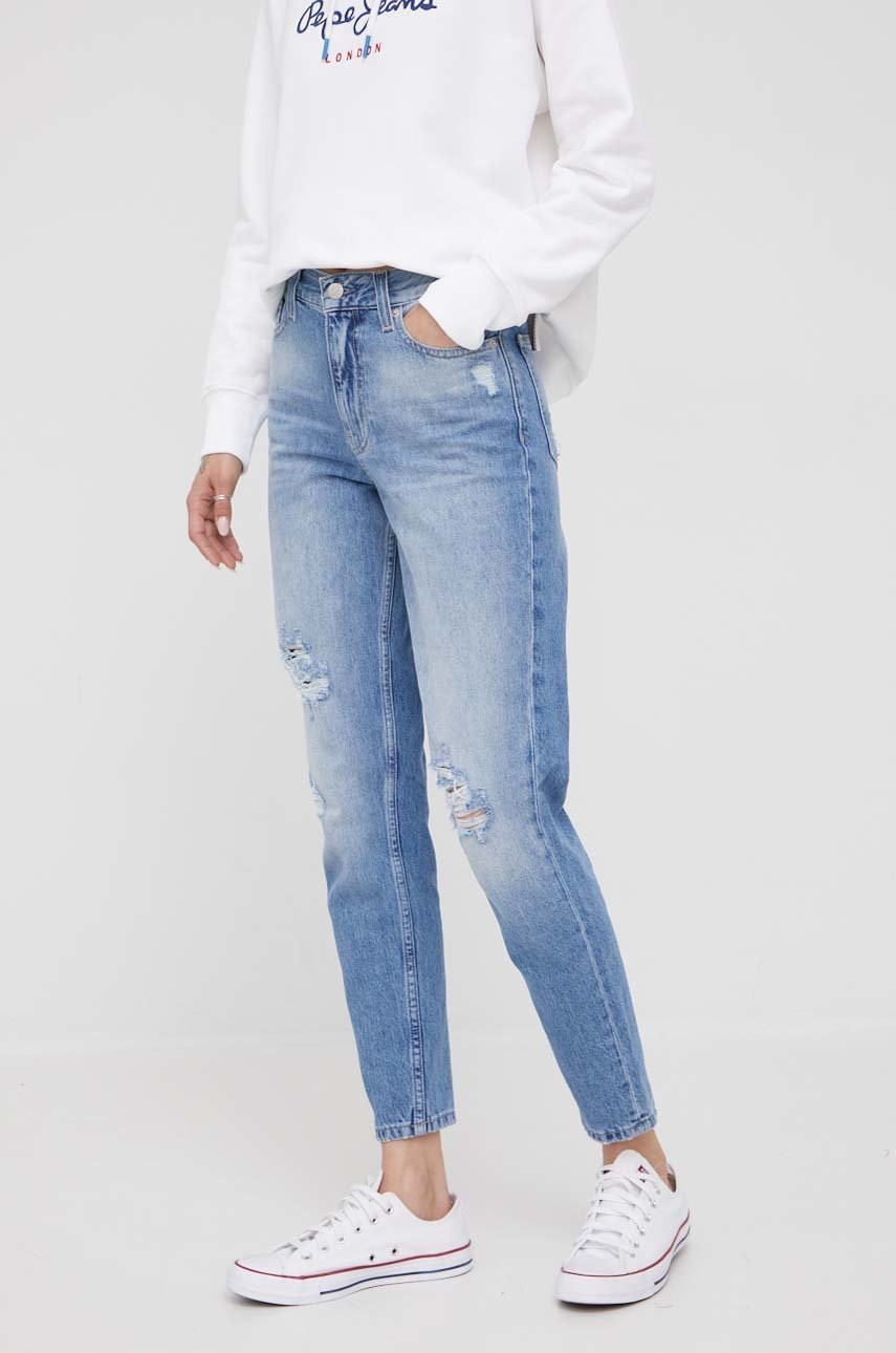 

Дънки Calvin Klein Jeans с висока талия, Син
