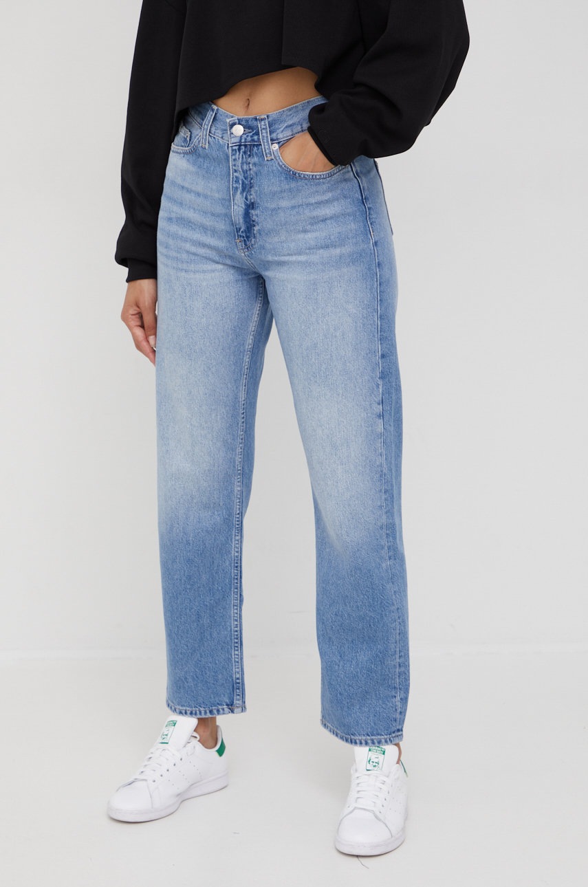 

Дънки Calvin Klein Jeans в с висока талия, Син