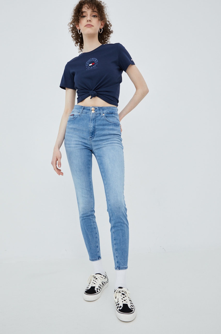 

Дънки Tommy Jeans с висока талия, Син