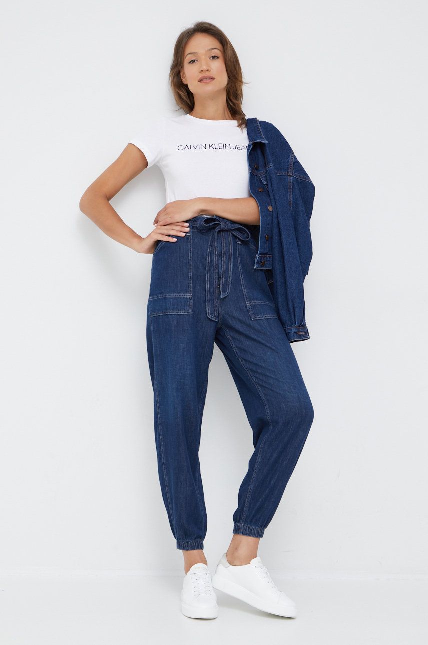 Polo Ralph Lauren jeansy z domieszką lnu damskie high waist