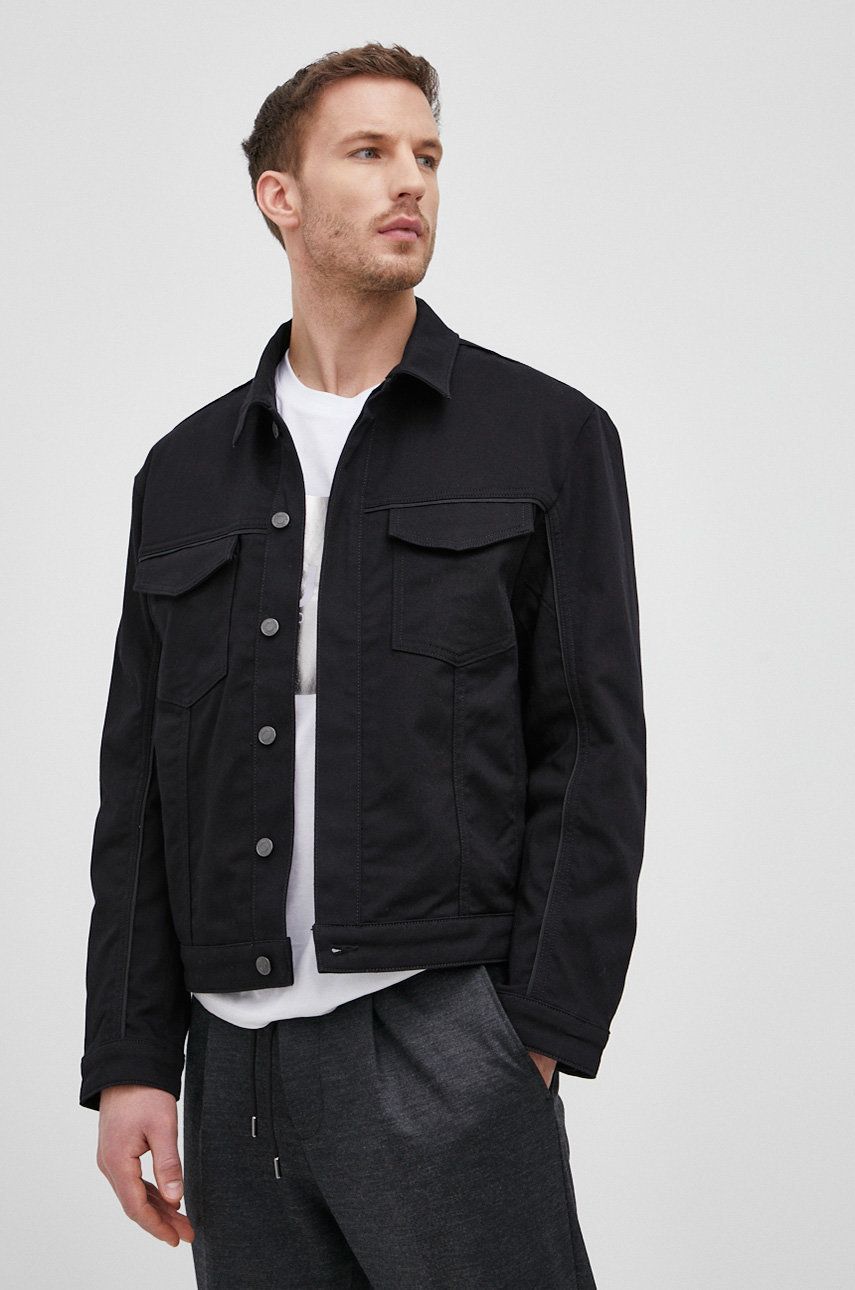 Hugo geaca jeans barbati, culoarea negru, de tranzitie