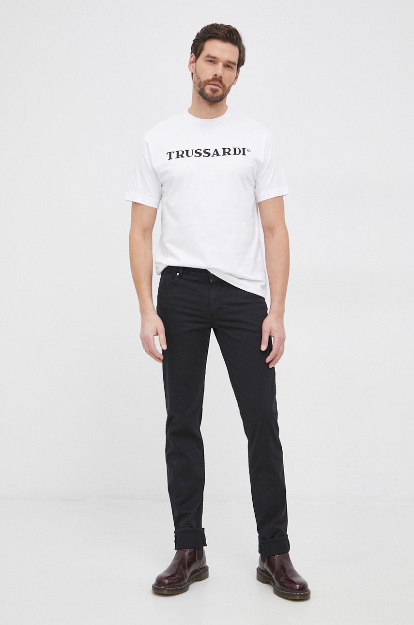 

Штани Trussardi чоловічі колір чорний облягаюче