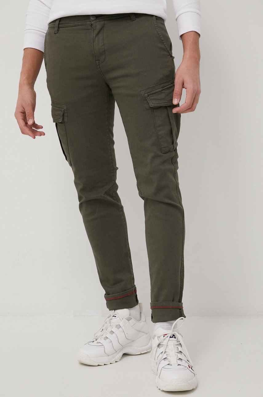 

Панталони Mustang мъжко в зелено с кройка по тялото, Зелен