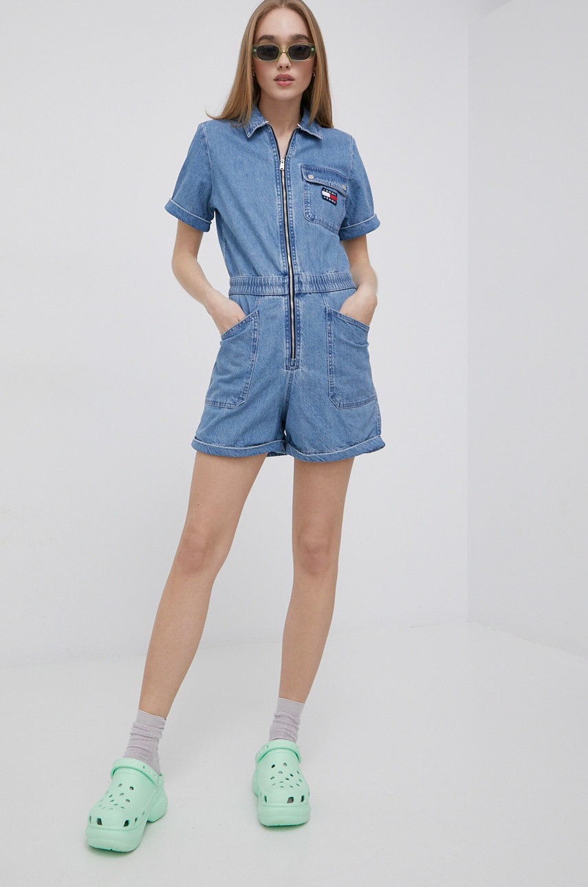 

Хлопковый комбинезон Tommy Jeans овальное декольте