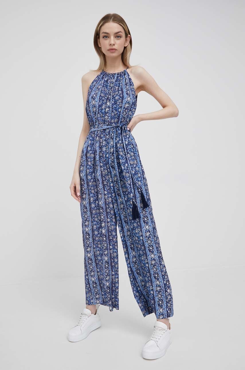 Pepe jeans salopeta niki culoarea albastru marin, cu decolteu rotund